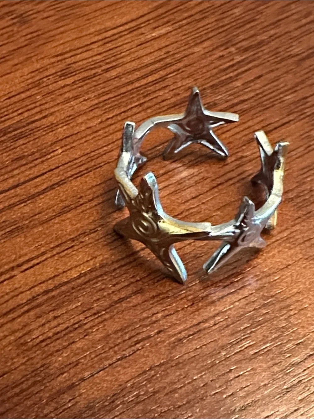 Fashion Jewelry Two-Tone Starfish Open Cuff Ring - Gold & Silver